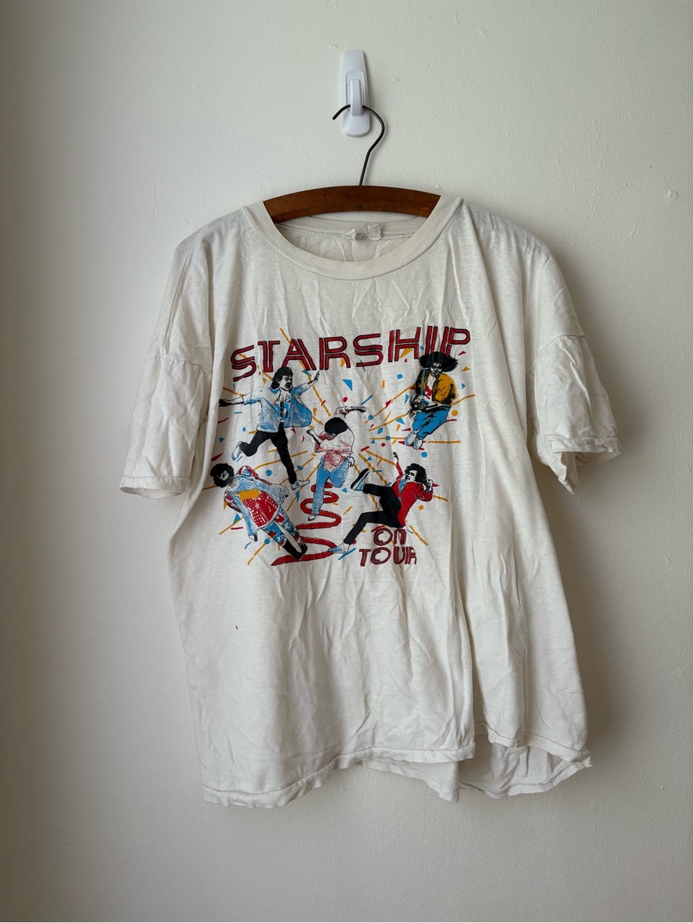 Vintage 1980s Jefferson Starship On Tour White Graphic Tee